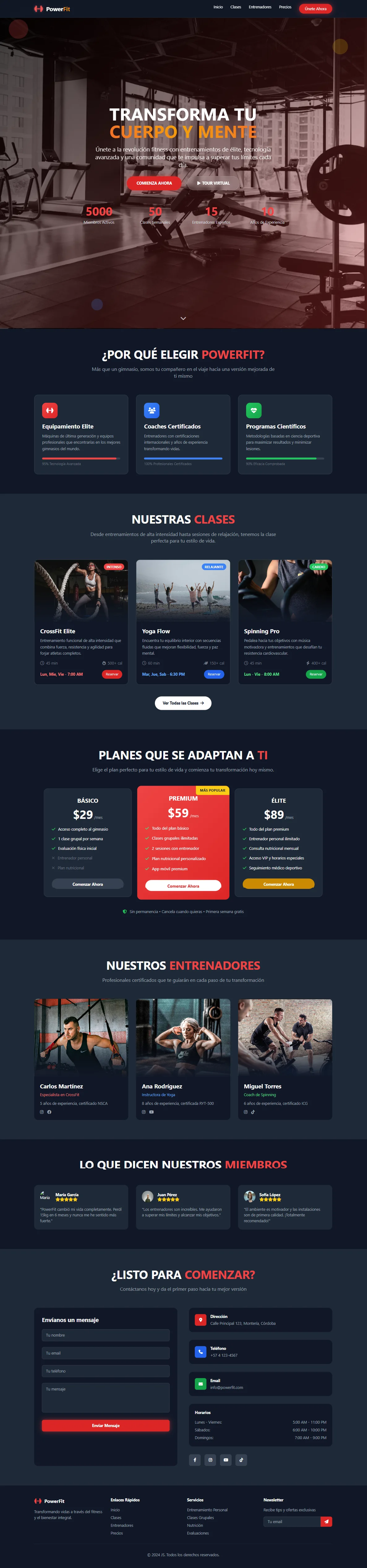 Sitio web de gimnasio - Diseño responsivo Montería